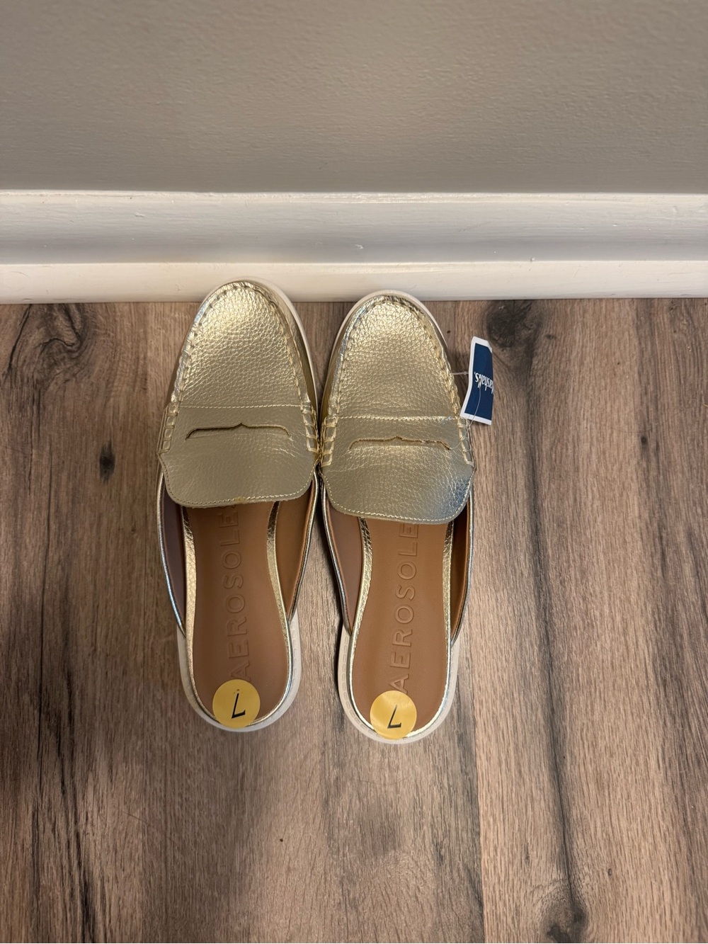 AEROSOLES Metallic Gold Slip-On Penny Loafers